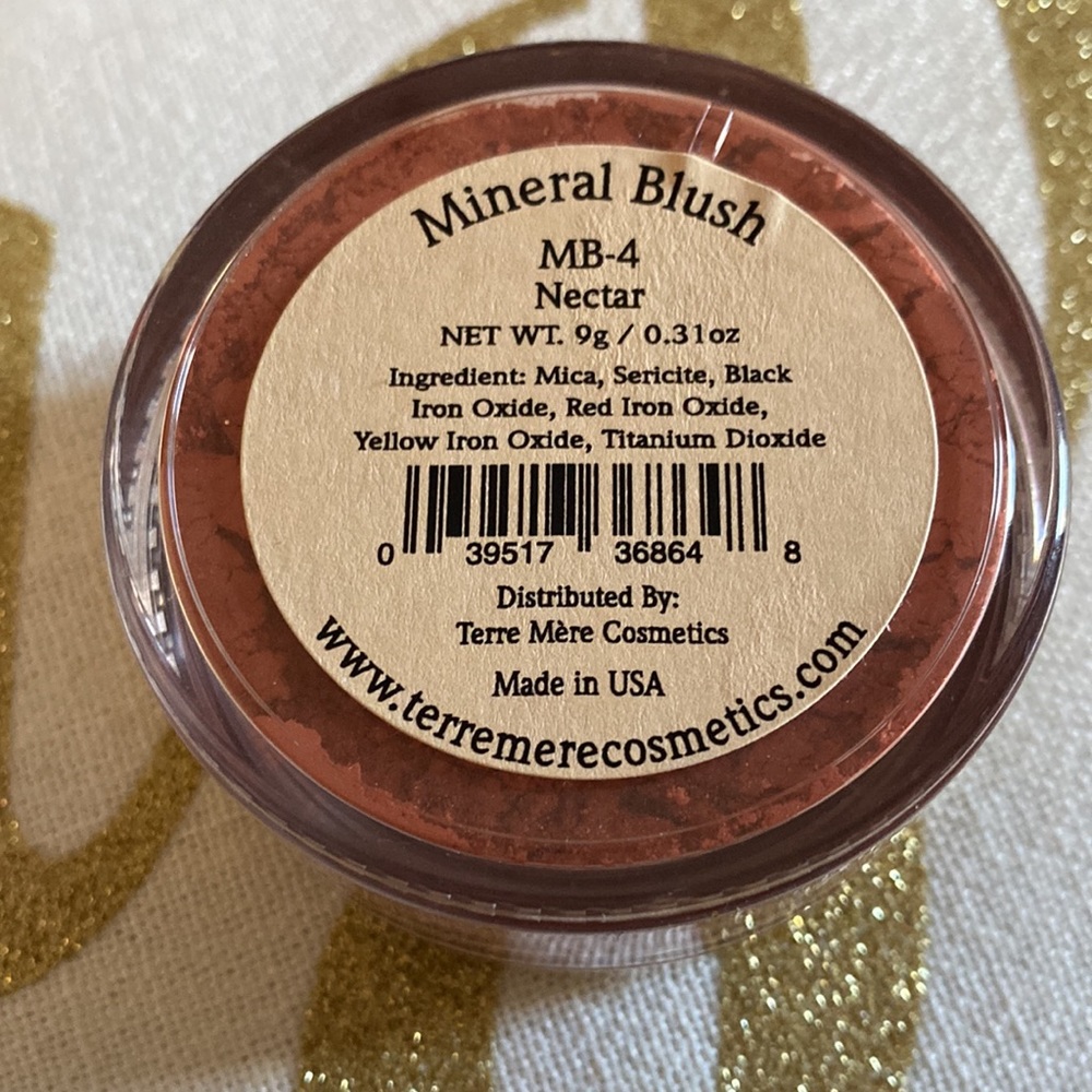 Organic Terremere  Cosmetics Mineral Blush in Nectar Full Size Never Used